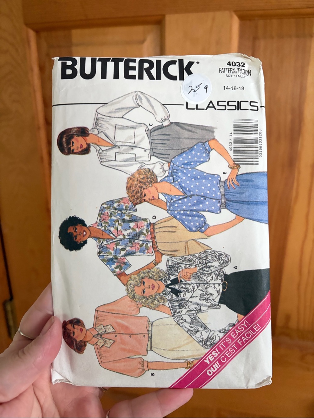 Butterick 4032 shirt pattern sz 14-18 VTG